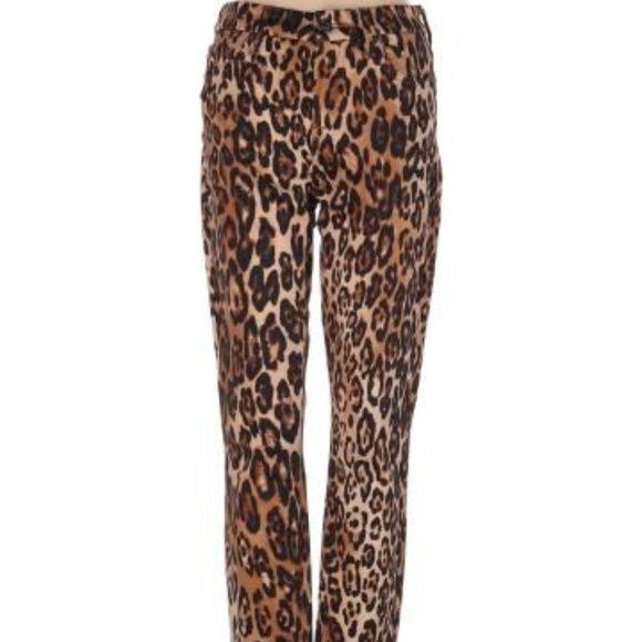 7 For All Mankind Sz 29 Waist, Dk Brown/Black & Tan Cheetah print,  skinny jeans - Picture 12 of 13
